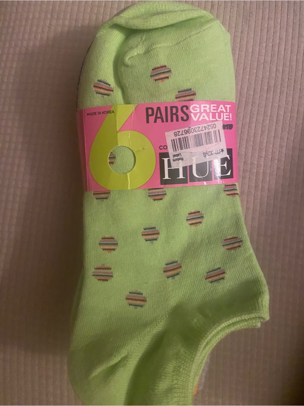 Hue Cotton No Show Liner Socks 6 pack (1pk )